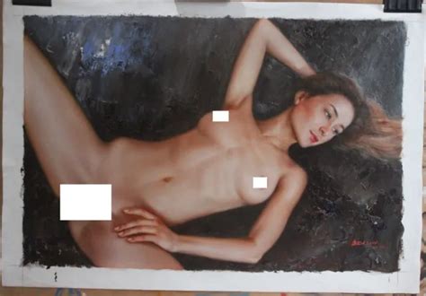 Tableau Peinture Huile Sur Toile Femme Nue Nude Woman Painting Eur My
