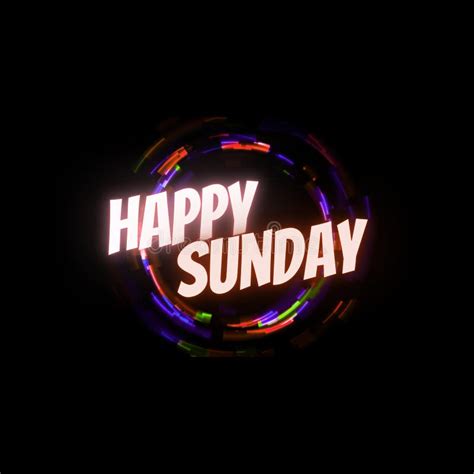 Happy Sunday Glowing Text Poster Colorful Neon Rings And Black