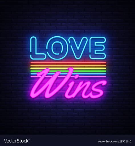 Love Wins Neon Text Love Wins Neon Sign Royalty Free Vector