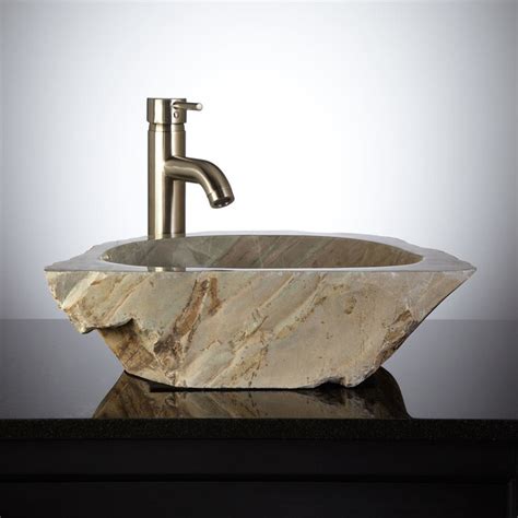 Jamison Natural Stone Vessel Sink Contemporary Bathroom Sinks