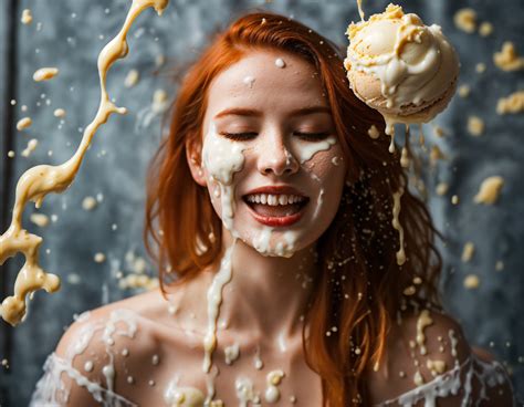 Lexica Photo Beautiful Redhead Woman Melting Vanilla Ice Cream