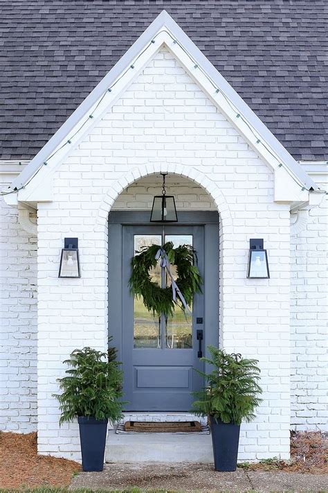 Sherwin Williams Sw 7005 Pure White Painted Brick Exterior With Grey