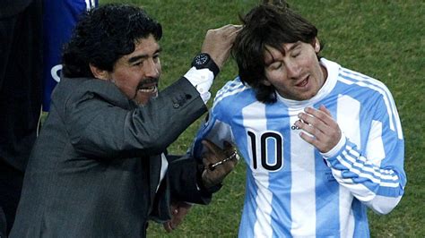 lionel messi hasn t spoken to diego maradona since 2010 eurosport