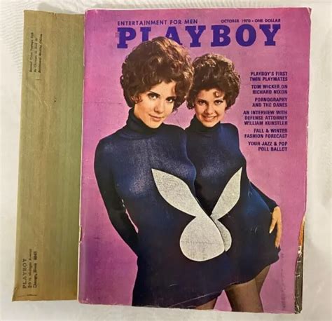 Vintage Playboy Magazine October St Twin Playmates Vargas Pinup Nixon Picclick