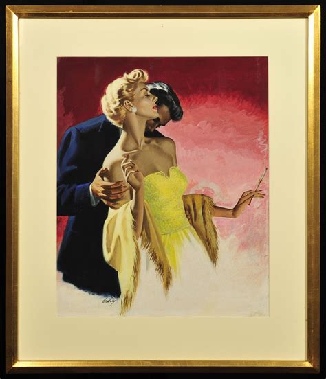 Man Kissing Womans Neck By Earl Somers Cordrey 1902 1977 Original