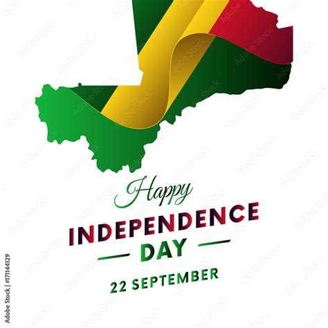 Banner Or Poster Of Mali Independence Day Celebration Mali Map Waving