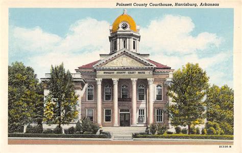 Harrisburg Arkansas Poinsett Court House Street View Antique Postcard