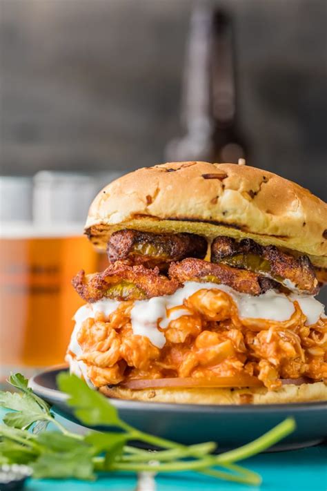 Slow Cooker Buffalo Chicken Sandwiches With Ranch Fried