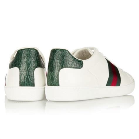 Gucci Shoes Gucci Ace Crocodile Trimmed Leather Sneaker Poshmark