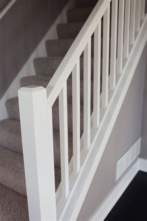 Painted banister stair banister painted staircases banisters baseboard molding baseboards moldings wooden stairs repurposed. Simply spindles like this painted white with a beefy end ...