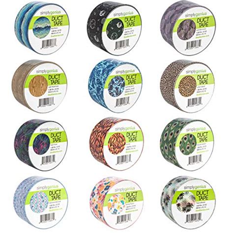 Simply Genius 12 Pack Patterned And Colored Duct Tape Variety Pack
