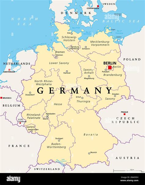 Germany Political Map States Of The Federal Republic Of Germany With