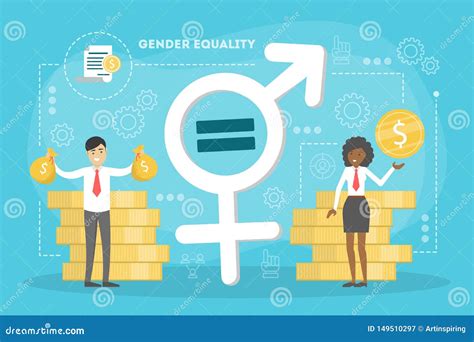 Gender Equality Concept Female And Male Character Stock Vector Illustration Of Equals Girl