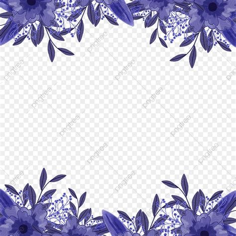 Gambar Ornamen Pernikahan Perbatasan Bunga Biru Ungu Perbatasan Bunga