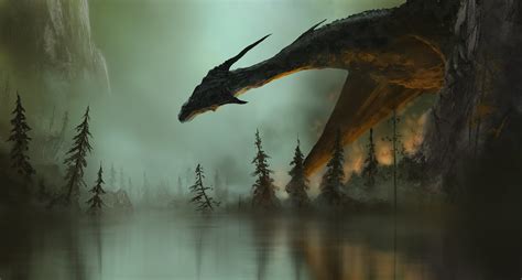Dragon In Forest Illustration Artwork Digital Art Dragon 2k