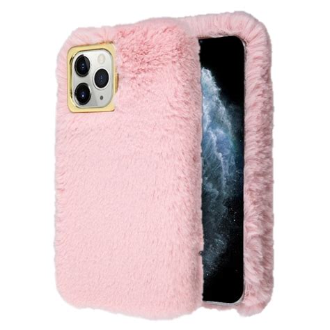 Fluffy Plush Faux Fur Case For Iphone 11 Pro Pink