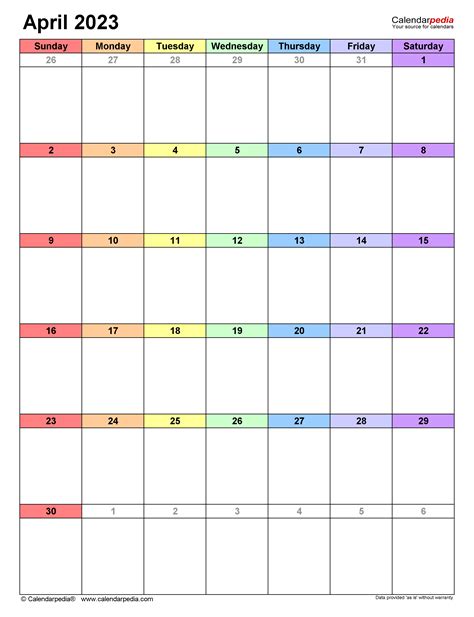 April 2023 Word Calendar April 2023 Cute Printable Calendar