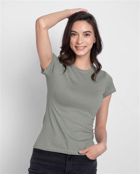 buy-metero-grey-plain-half-sleeve-t-shirt-for-women-online-india