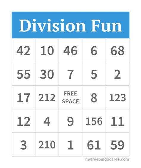Division Bingo Printable Free Printable Templates