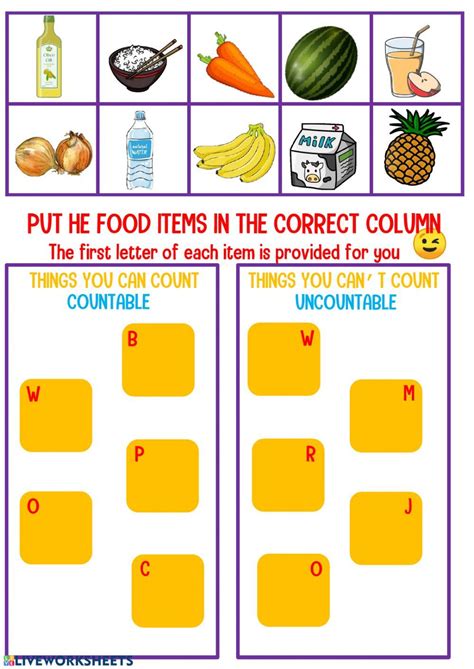 Countable And Uncountable Interactive Worksheet Worksheets English