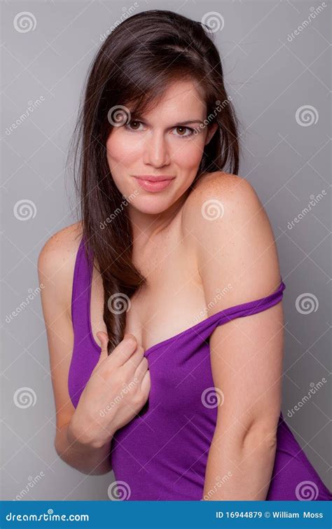 Gorgeous Woman Smiling Flirtatiously At Viewer Stock Image Image Of Coquettish Beautiful