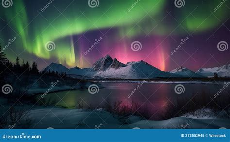 The Aurora Bored Aurora Over The Mountains Of Alaska At Night Stock