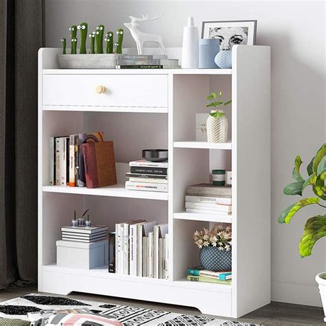 Okbop Bookcase Storage Cabinet Modern Small Wood Bookshelf