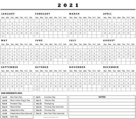 Us Federal Holidays 2021 List Template Holidays Calendar 2021 Usa