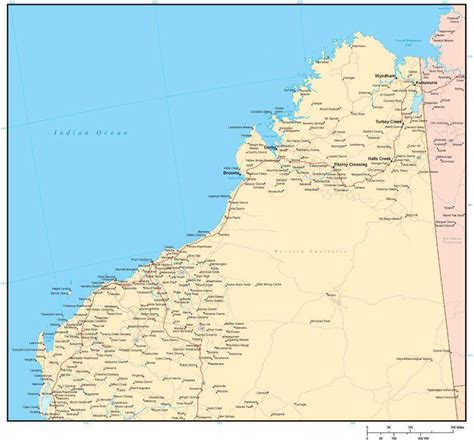 The Kimberley Region Western Australia Map With Cities Major Roads And