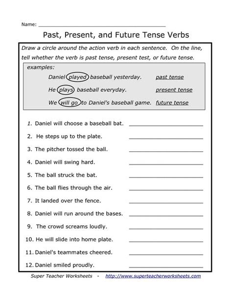 Past Present And Future Tense Verbs Language Activitiesworksheets