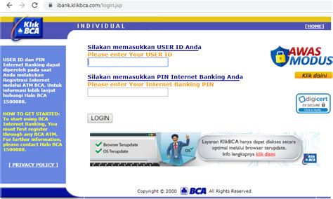 Klikbca Individual Internet Banking Bank Bca Infoperbankan