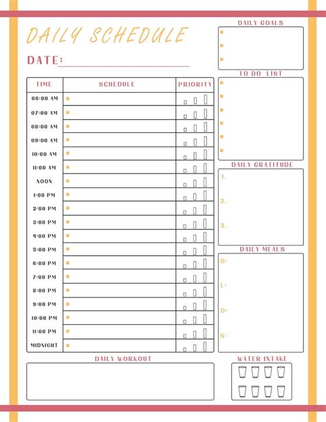 Downloadable Daily Planner Hourly Schedule Printable To Do Etsy