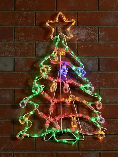 Multi Colour Led Decorated Christmas Tree Rope Light Silhouette 76cm