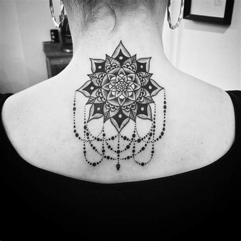 Female Mandala Tattoo Back Of Neck Best Design Idea