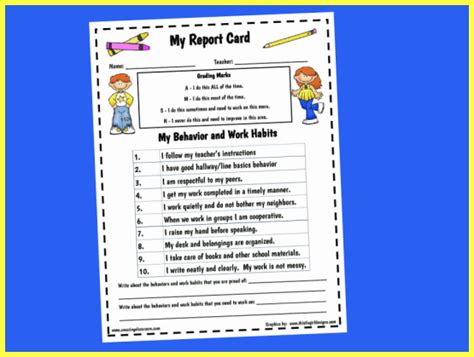 Therefore, i have compiled a list of report card comments for art to help us all out! My Behavior Report Card Printable Worksheet with Answer Key - Lesson Activity - AmazingClassroom.com