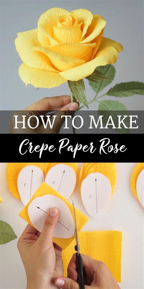 Crepe Paper Rose Video Tutorial And Pdf Templates Rose Paper Flower