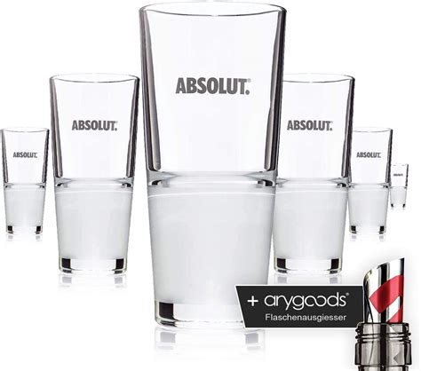 6 X Absolut Vodka Glasses Long Drink Glass Cocktail Glass Gastro Bar