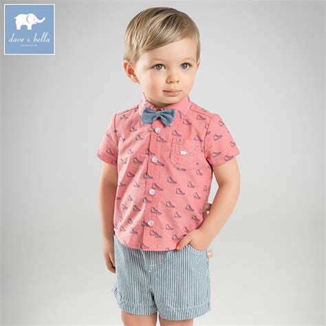 Dave Bella Baby Clothing Sets Boys Summer With Tie Suits Children Shirt