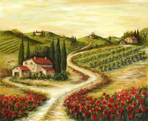 Tuscan Road Poppies Marilyn Dunlap Tuscan Art Italian Landscape