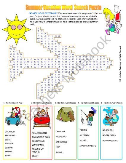 Puzzle 100 Summer Vacation Words Answer Key Print All Of Our Word
