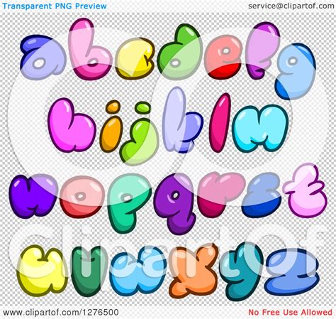 Clipart Of Colorful Cartoon Comic Bubble Lowercase Alphabet Letters