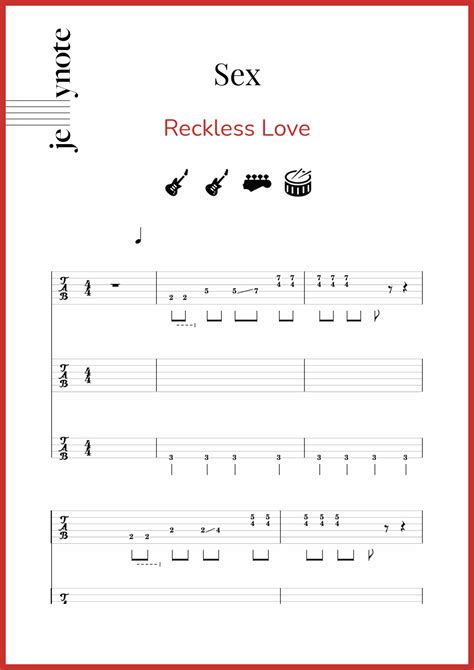 Reckless Love Sex Guitar And Bass Sheet Music Jellynote