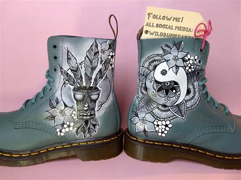 Painted Custom Doc Martens Leather Boots Graffiti Hand Etsy Uk