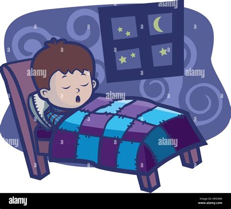 Una Caricatura Niño Durmiendo En Una Cama Imagen Vector De Stock Alamy