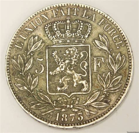 1875 Belgium 5 Francs Silver Coin Ef45 Professional Dealers Of Coins