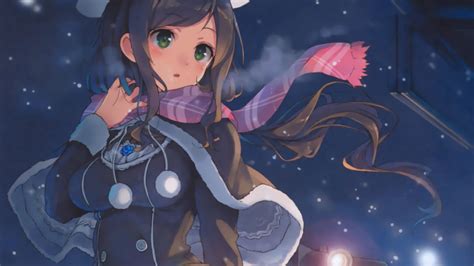 Desktop Wallpaper Night Train Winter Anime Girl Hd Image Picture