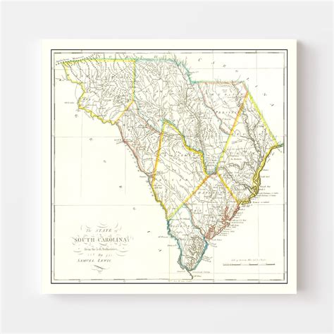 Vintage Map Of South Carolina 1814 By Teds Vintage Art