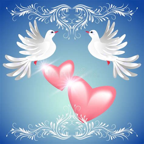 Two Dove And Hearts Stock Vector Illustration Of Gentleness 32250685