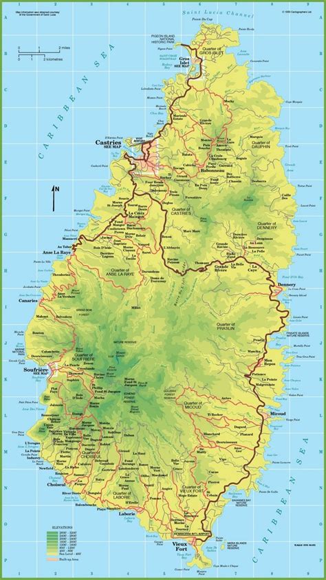 Large Detailed Map Of Saint Lucia St Lucia Vacation St Lucia Island St Lucia