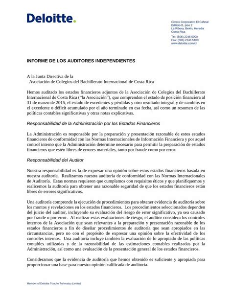 Pdf Informe De Los Auditores Independientes